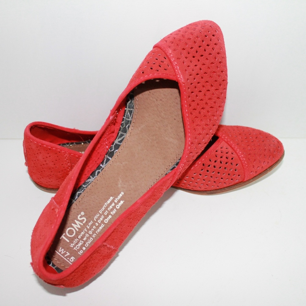 red suede TOMS jutti pointed toe flats 7.5